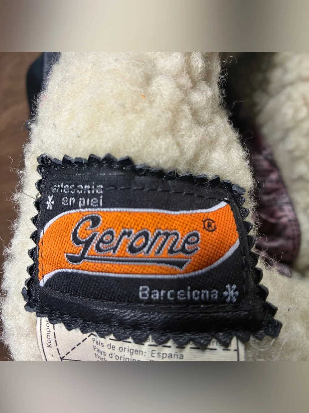 Vintage Gerome Made In Spain Leather Jacket Black Small Sherpa Lined